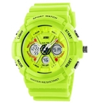 Novo Unisex Moda Esporte Assista Analógico / Digital Resistir À Água Dual Time Alarme Multifuncional Led Womens Mens Relógio de Pulso 6 Cores Opção 0966 (Verde) Gostar