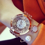 NOVO Women # 039; s de aço inoxidável Rhinestone Assista Gypsophila diamante artificial relógios Rose Ladies Gold Sports vestido de traje moda relógio de pulso