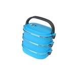 O Quadrado 3 Camadas Projeta O Azul Isolado Térmico Da Lancheira Do Aço Inoxidável
