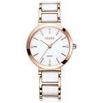 OLEVS novo preto / branco pulseira de cerâmica Elegante Relógios de Quartzo Diamante Cronógrafo Mulheres # 039; s à prova d 'água Assista senhora Moda presente relógio de pulso