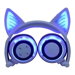 Orelha Gato bonito recarregável Gaming Headset com Luzes LED colorido Sobre Ear Headphones dobráveis ¿¿¿¿com microfone para telefone celular