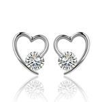 Orelha olhal prego brincos de diamantes Heart-Shaped Studs Elegante Brincos