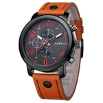 OTSEA Sports Men Faux Leather Strap Analog Display Round Dial Quartz Relógio De Pulso