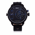 OULM Men Watch Alloy Leather Two Movement Sport Men Assista