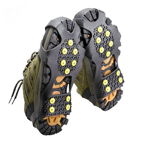 Outdoor 10 Stud antiderrapante calçado de Borracha Spikes Deslizamento-em estiramento Grampos Gelo e Neve Grips