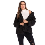 Outono Inverno moda manga comprida solta Plush curto com capuz Jacket casaco quente Lady