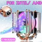 Overclocking 4 Heatpipe de cobre LED RGB Fan 90mm Super CPU Cooler Cooler Dissipador de calor para LGA 775/1150/1151/1155/1156/1366 e AMD Todas as plataformas