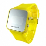 OYang Aparência requintada colorida, relógio digital com espelho de LED e material de borracha macia (amarelo)
