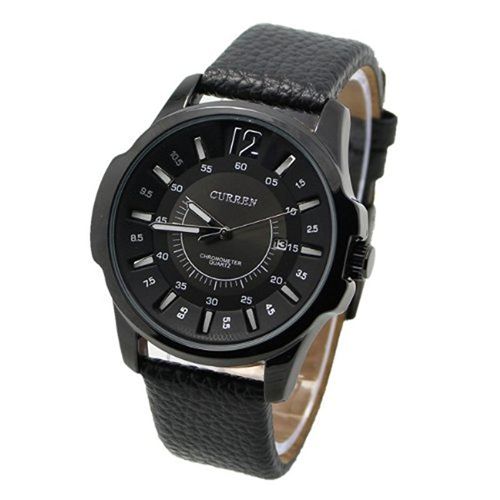 Oyang Modern Negócios Men Watch com Pulseira de Couro Big Rodada (all Black)