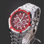 OYang Red Elegante Quartz Movt aço inoxidável pulseira relógio de pulso Mens