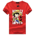 Padrão Homens Mulheres dos desenhos animados Luffy gola redonda soltas camiseta manga curta para estudante do adolescente Gostar