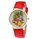 Padrão original do Natal Mulheres Round Dial Quartz couro macio Correia Relógios