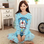 Senhoras pijama Outono Inverno Mulheres Set bonito dos Desenhos animados manga comprida Homewear Suit