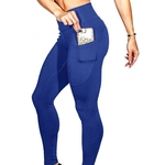 Pants Mulheres Yoga Gym Leggings com bolsos Telefone Slim Fit Sports Nona Pants