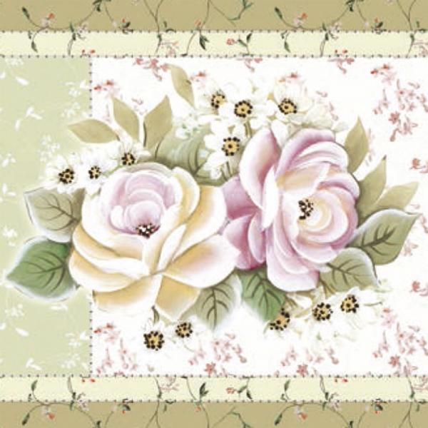 Papel Adesivo Decoupage Quadrado Flor II LAQ-94 - Litocart - Litocart