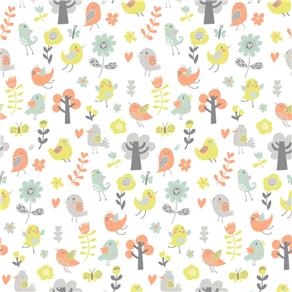 Papel de Parede Cute Birds - Branco