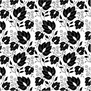 Papel de Parede Floral Preto e Branco 3,00m X 59cm