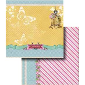 Papel Scrapbook Dupla Face Borboletas e Gaiola LSCD-257 - Litocart