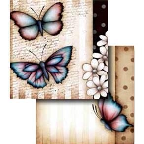 Papel Scrapbook Dupla Face Borboletas LSCD-253 - Litocart