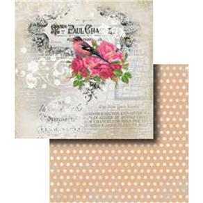 Papel Scrapbook Dupla Face Pássaro e Rosas LSCD-273 - Litocart