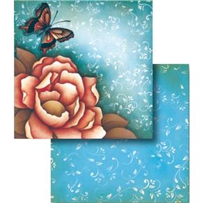 Papel Scrapbook Dupla Face Rosa e Borboleta LSCD-261 - Litocart