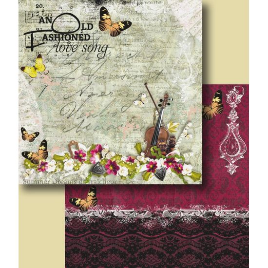 Papel Scrapbook Litocart 30,5x30,5 LSCD-236 Violino Vinho e Verde