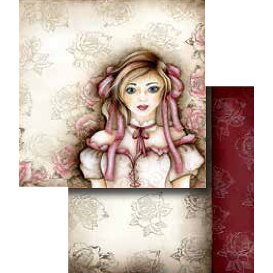 Papel Scrapbook Litocart 30,5x30,5 LSCD-239 Menina e Rosas