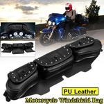 Par 3-Pocket Design Preto PU Leather Motorcycle Windshield Bag