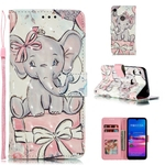 Para Huawei Honor 8A 3D colorido pintado de couro bolsa protectora com Button & Cartão Posição & Lanyard