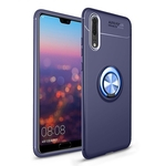Para Huawei P20 Pro Macia Silica Gel Phone Case Proteção Integral Com Suporte Giratório Anel De Metal