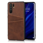 Para Huawei P30 Pro Cattlehide Grain Pu Capa Protetora Voltar Cubra Com 2 Cartões Pockets