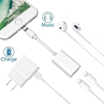 Para iPhone 7/7 Além disso Adapter Splitter, dupla relâmpago Headphone Áudio e adaptador de carga para IOS 10.3