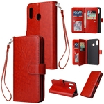 Para Samsung A20-A30 PU Couro Telefone protecção com 9 Cartão Posição Buckle Bracket Lanyard Venda quente