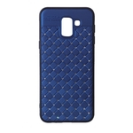 Para Samsung J6 2018 TPU luxo macio PC + Grade Cristal Tecelagem Padrão Case Capa