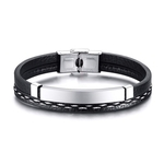 Para Titanium A?o Bending Pulseira Pu Pulseira De Couro Preta De Bracelet Men