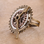 Parte do relógio steampunk vintage engrenagens anel antigo cobre anéis jóias 3