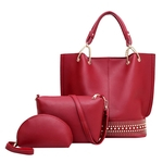 3pcs Mulheres padr?o s¨®lido Handbag + Crossbody Bag + Messenger Bag