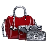 3pcs Mulheres padr?o s¨®lido Handbag + Crossbody Bag + Messenger Bag