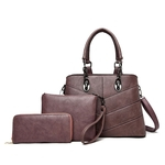 3pcs Mulheres padr?o s¨®lido Handbag + M¨¦dio Messenger Bag + pequeno Messenger Bag