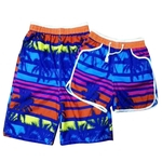 2Pcs / Set Calças Shorts da praia do verão da natação troncos para mulheres dos homens