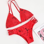 2pcs / set Mulheres Moda marmoreado Impressão Sexy frente e verso Beachwear Suit Bikini