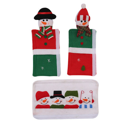 3pcs / Set Snowman Kitchen Appliance Handle Covers Ferramentas Decoração de Natal Cozinha Micro porta da geladeira lidar com conjuntos