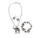 3Pcs / Set Turquoise Elephant Projetado Bohemian estilo colar brincos pulseira conjunto