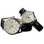 2 Pcs Strap Couro Calendário Couple 's Rodada Dial Relógio relógio