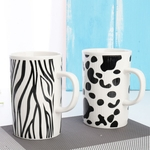 2pcs Tamanho Grande Stripe Impressão Caneca copos de cerâmica para o chá de café Home Office Copos