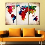 3 Peças Sem Moldura Pinturas de Parede de Lona Natureza Morta Mapa Do Mundo Decoração Da Lona pintura de parede arte poster pictures