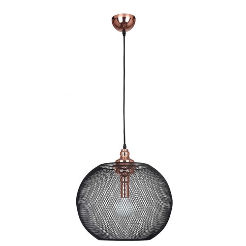 Pendente de Metal Aramado Copper 48Cmx50cm Bella Iluminação Cobre e Preto