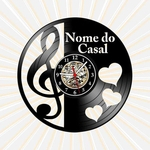 Personalizado Nome Relógio Notas Casal Musica Vinil LP Arte