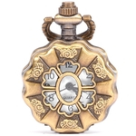 Pétalas de lótus decoração com relógio de bolso pequena festa de Natal Bronze aleta openwork padrão de relógio de bolso jóias pingente