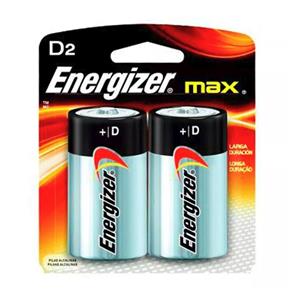 Pilha Alcalina D Max Energizer Cartela com 2 Pilhas